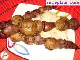 Skewers with chicken hearts