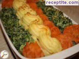 Tricolour mashed potatoes