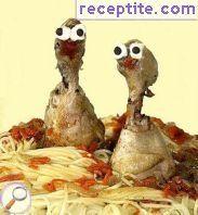 Chicken legs with spaghetti