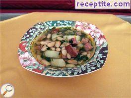 Soup skinless sausages and beans old