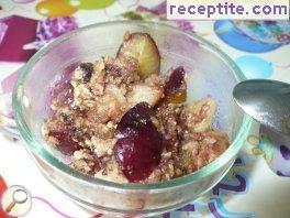 Chocolate krambal plums and pears