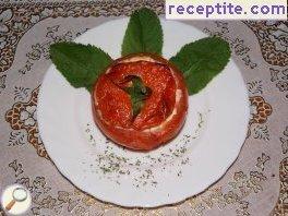 Stuffed tomatoes with cottage cheese and feta cheese Gouda