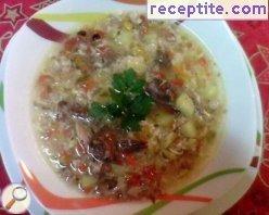 False kurban soup with beef and chicken