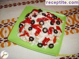Salad with crab sticks and paste