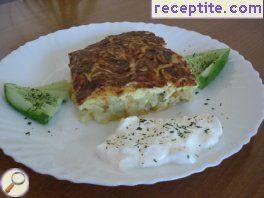 Gratin with leeks and pickled cucumbers