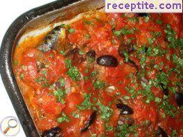 Roasted fish with olives