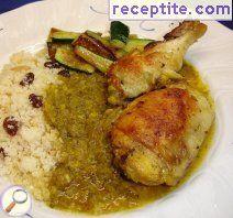 Chicken Mhammar, boiled and fried Chicken Mhammar, boiled and fried
