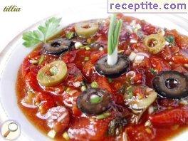 Salad of roasted peppers and tomatoes