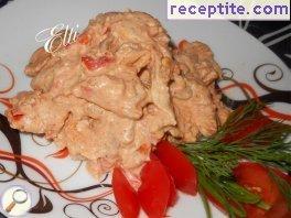 Chicken fillet with tomato and mayonnaise