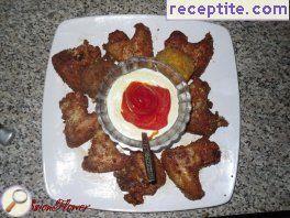 Marinated chicken wings with a crispy crust