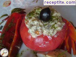 Stuffed tomatoes with feta cheese and roasted peppers