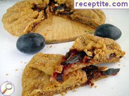 Shortcake with vegan cookie dough and plums