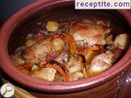 Vegetables with chicken in a pot