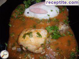 Chicken legs in tomato sauce with rosemary