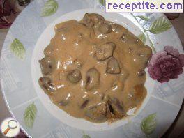 Chicken hearts with melted cheese