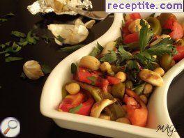 Chickpea Salad with roasted garlic and balsamic reduction