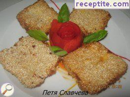 Breaded cheese with sesame