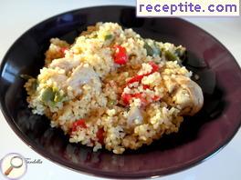 Chicken with mushrooms and bulgur