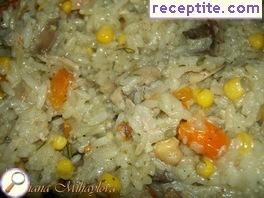Risotto with chickpeas, mushrooms and vegetables
