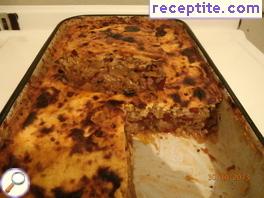 Moussaka with cabbage and rice