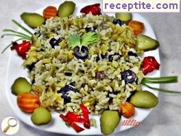 Olives with rice in the oven