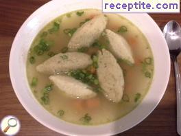 Soup with dumplings wheat semolina Griessnockerlsuppe