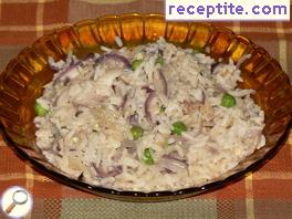 Rice with egg and two kinds of onion