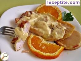 Chicken with apples and lemon (orange) sauce