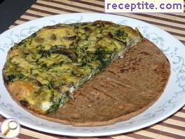 Frit with mushrooms, spinach and cheese