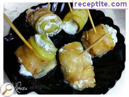 Zucchini Rolls with cottage cheese and pickles
