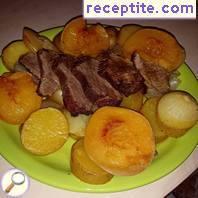 Beef topside with peaches