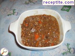Soup of lentils and sausage Soup of lentils and sausage