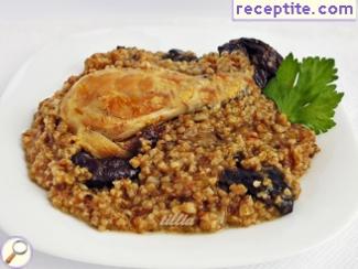 Chicken with plums and bulgur