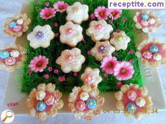 Baskets with milk cream and decoration