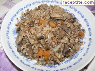 Pork with buckwheat and mushrooms