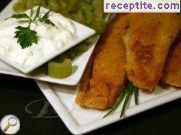 Breaded cod with lemon and celery