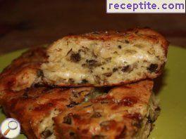 Pirog with mushrooms and cheese