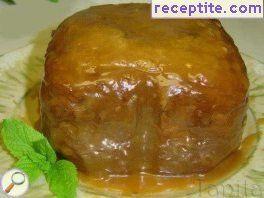 Apple sponge cake machine bread with caramel sauce