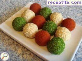 Coloured balls with cheese