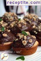 Walnut muffins topped with chocolate spread