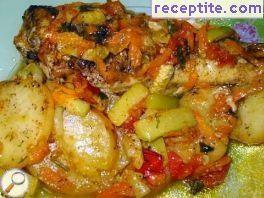 Fish baked with vegetables Fish baked with vegetables