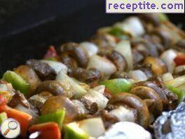 Lamb shish kebab with mushrooms