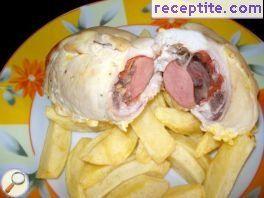Marinated chicken roll with skinless sausage