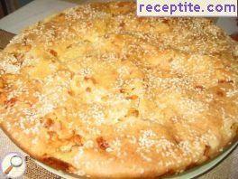 Pirog with mayonnaise, cheese and salami