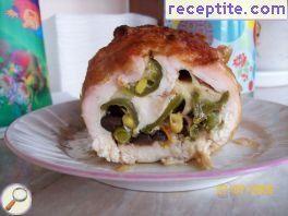 Chicken roll with vegetables and cheese