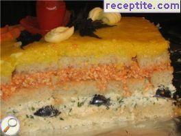Salted layered cake with bread
