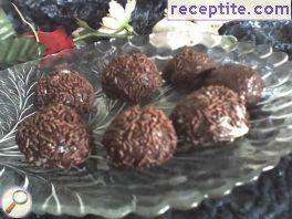 Chocolate-rum balls with stuffing