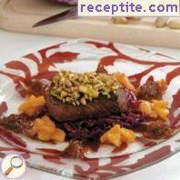 Beef steak with crust of pistachios