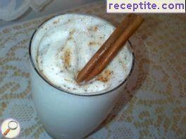 Milk with caramel and cinnamon