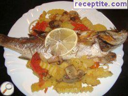 Baked sea bass